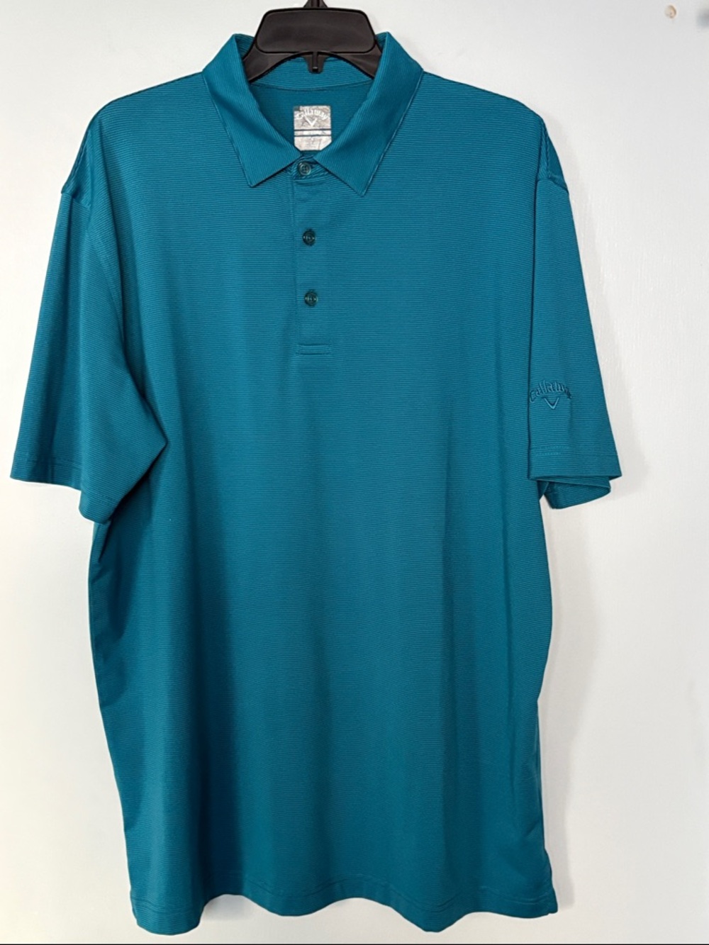 Callaway Men's Teal Fine Line Striped Polo